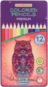Кольорові олівці Cool for school Premium шестигранні 12 кольорів у металевій коробці (CF15173)