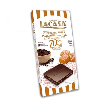 Шоколад черный 70% с карамелью и розовой гималайской солью Lacasa без глютена 100г