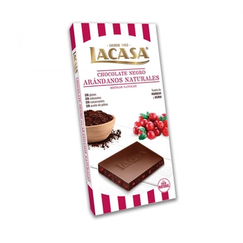 Шоколад черный с клюквой Lacasa без глютена 100г