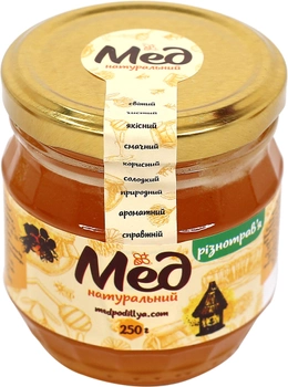 Упаковка меда натурального Мед Поділля из разнотравья 250 г х 4 шт (4820096060049)