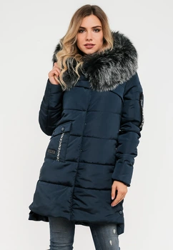 Зимняя длинная куртка с мехом Modniy OAZIS 40-42 Темно-синий (90321 40-42)