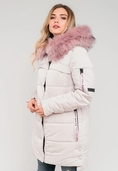 Зимняя длинная куртка с мехом Modniy OAZIS 44-46 Жемчуг (90321/2 44-46)