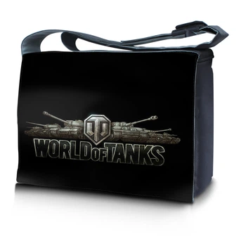 Сумка для ноутбука с клапаном (Messenger Bag) 15.6" HQ-Tech (WOT2) "Танки ч/б", с картинкой фотографического качества, нейлон 1680D