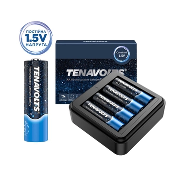 Аккумулятор Tenavolts Lithium AA 1.5В 1850 мА·ч 4 шт с зарядным устройством (191763000717)