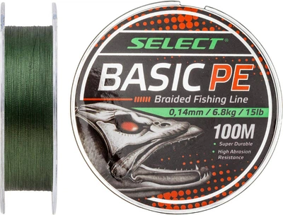 Шнур Select Basic PE 100 м 0.14 мм 15 lb/6.8 кг Темно-зелений (18702762)