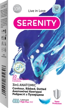 Презервативи Serenity 3 in 1 Anatomic 10 шт. (6949402825696)