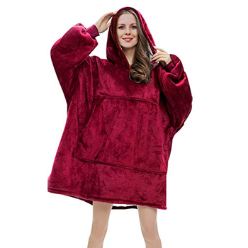 Теплий та м'який плед трансформер із капюшоном Ultra Plush Huggle Blanket XL Червоний