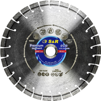 Круг алмазный отрезной S&R Premium Segment 230x22.2x9 мм (252423230)