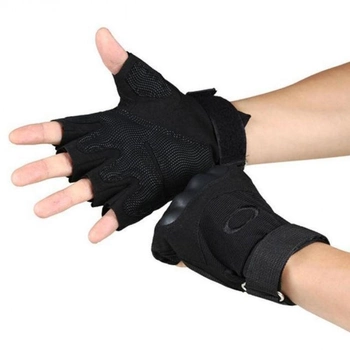 Тактические беспалые перчатки (велоперчатки, мотоперчатки) Oakley Black Размер L