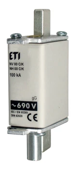 Запобіжник з бойком ETI NH-000/K gG 16A 690V KOMBI 100kA 4111176 ножовий універсальний