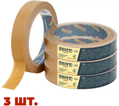 Набор авто-малярной ленты Craft Tape 110°С 19 мм х 50 м 3 шт Коричневой (KOMPLEKT_MNC1950)