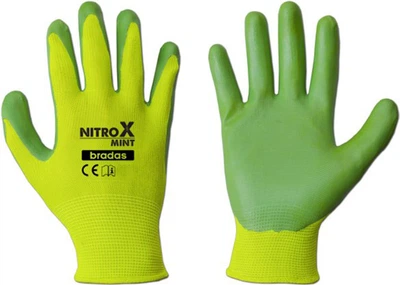 Рукавиці робочі захисні Bradas Nitrox Mint з нітриловим покриттям, розмір 6, 12 пар Салатові із зеленим (RWNM6)