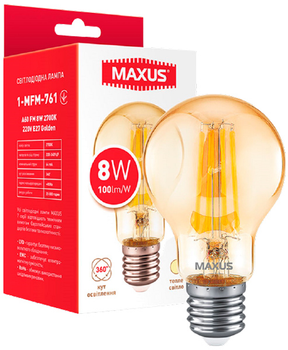 Світлодіодна лампа Maxus A60 FM 8W 2700K 220V E27 Golden (1-MFM-761)