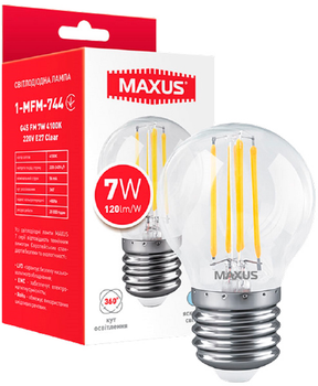 Світлодіодна лампа Maxus G45 FM 7W 4100K 220V E27 Clear (1-MFM-744)