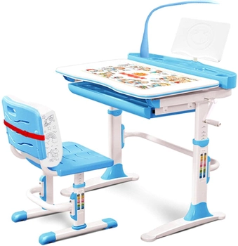 Комплект мебели Evo-kids Evo-19 (стул+стол+полка+лампа) Белый-голубой (Evo-19 BL)