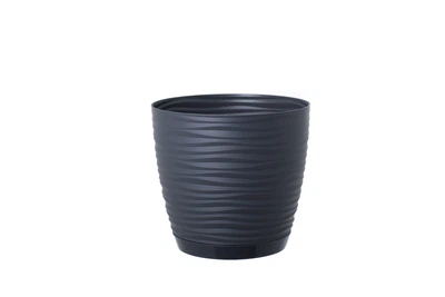 Горшок для цветов Form-Plastic Сахара Петит круглый с подставкой 1,65 л 15 х 13 см Антрацит