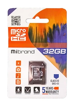 Карта пам'яті microSDHC (UHS-1 U3) Mibrand 32 Гб С10 + SD адаптер (MICDHU3/32GB-A)