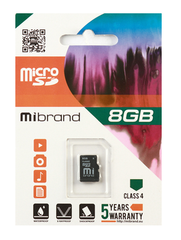 Карта пам'яті microSDHC Mibrand 8 Гб С 4 (MICDC4/8GB)