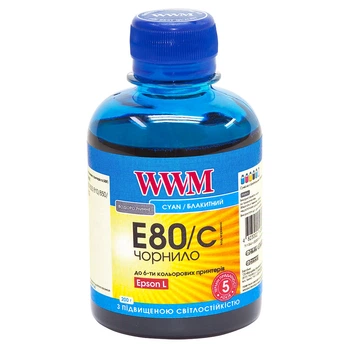 Чернила светостойкие для Epson L800 WWM E80 Cyan 200г E80/C