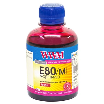 Чернила WWM E80 Epson L800/L850/L810/L850 (Magenta) 200ml Светостойкие (E80/M)
