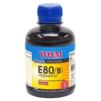Чорнило WWM E80 Epson L800/L850/L810/L850 (Black) 200ml Світлостійкі (E80/B)