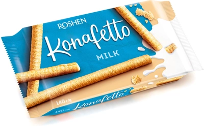 Упаковка вафельных трубочек Roshen Konafetto Milk 140 г х 15 шт (4823077618710)