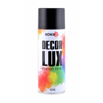 Акриловая краска в баллончиках аэрозольная черная (9005) NOWAX Decor Lux 450мл NX48011