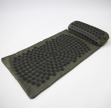 Масажний килимок та валик 2в1 (аплікатор Кузнєцова) масажер для ніг/спини/шиї/тіла FitUp (F-00001) Хакі-чорний