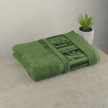 Махровое полотенце лицевое GM Textile 50х90см BambooN 450г/м2 (Зеленый)