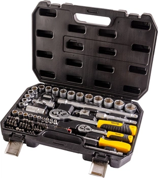 Набір насадок торцевих MASTERTOOL GM CrV 1/4" - 1/2", тріскачка 72Т, 72 шт, кейс (78-5072)