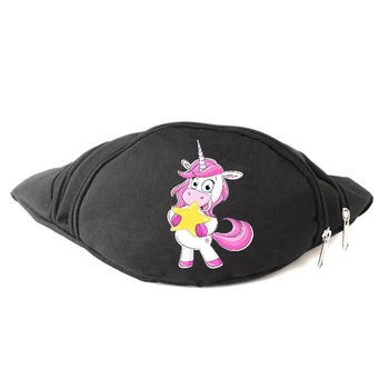 Сумка Бананка Єдиноріг 0021 (Unicorn) на пояс Cappuccino EDN 0021 black чорний