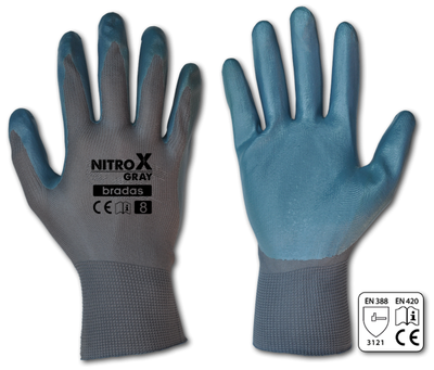 Перчатки защитные NITROX GRAY нитрил, размер 9 Bradas упаковка 12 пар.