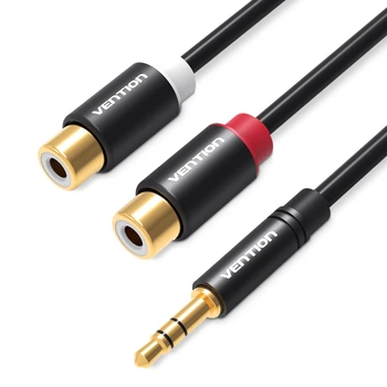 Переходник Vention 3.5 мм - 2RCA 0.3 м Алюминиевый корпус, позолоченные контакты Черный (VAB-R02-B030)