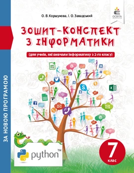 Інформатика Зошит-конспект з інформатики 7 клас (для учнів, які вивчали інформатику з 2-го класу ) 9789669830562