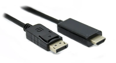 Кабель DisplayPort-HDMI (DP-HDMI) HQ-Tech 1.8m, 1080p, OD5.5 черный без оплетки, позолота