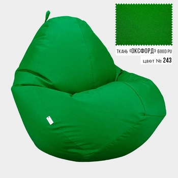 Безкаркасне крісло мішок груша Овал Coolki XXXL 100x140 Зелений (Оксфорд 600D PU)