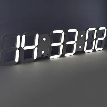 Великий настінний LED годинник, CHKOSDA, білі цифри, години/хвилини/секунди, 67х15 см