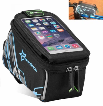Велосипедна сумка для велосипеда на раму для смартфонів 4.8" RB (002256) Чорний з синім