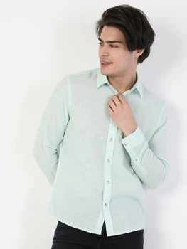Рубашка хлопковая мужская Colin's CL1041771MGR S Mint Green