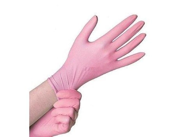 Перчатки нитриловые неопудренные CEROS- FINGERS S Розовые 100 шт