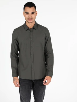 Рубашка хлопковая мужская Colin's CL1050122KHA S Khaki