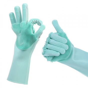 Силиконовые перчатки для мытья Super Gloves №21 в пакете Turquoise