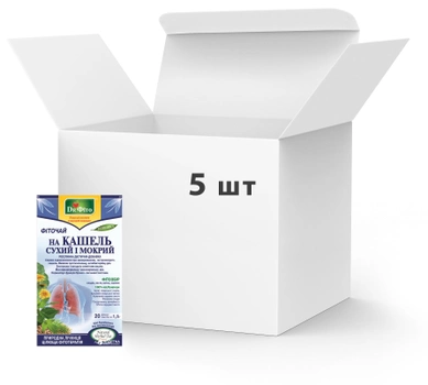 Упаковка Фиточай в пакетиках Доктор Фито На кашель сухой и мокрый 20 х 5 шт (4820167092146)