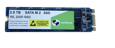 Накопитель SSD 2TB Mediamax M.2 2280 SATAIII 3D NAND TLC Blue (WL 2000 SSD Blue) Refurbished наработка до 1%