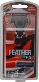 Станок для гоління Feather F3 Касетний + 2 запасних леза (4902470463407)