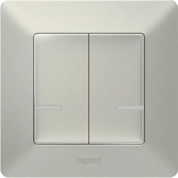 2-клавішний розумний бездротовий вимикач Legrand Valena Life with Netatmo Алюміній (752387)