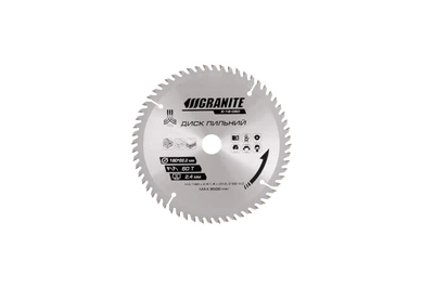 Диск пильный для дерева Granite с твердосплавными напайками 180х22.2х60Т адаптер 22.2-20 8400 об/мин 5-18-060