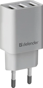 Сетевое зарядное устройство Defender UPA-31 3xUSB 5V/3.1А White (83587)