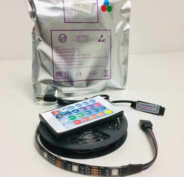 Светодиодная RGB LED подсветка ART-7572 для телевизора от USB с пультом (2 метра)
