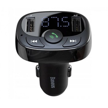 Автомобильный FM-трансмиттер (FM-модулятор) Baseus T-Complex S-09A Bluetooth MP3 c функцией зарядного устройства 2-USB (3.4А) и вольтметром